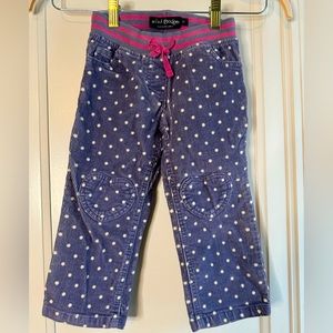 Mini Boden Lavender Grey Corduroy Pants White Polka Dots Heart Pockets Size 3Y